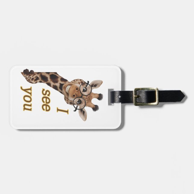 Giraffe.Text.Ich sehe dich Gepäckanhänger (Vorderseite horizontal)