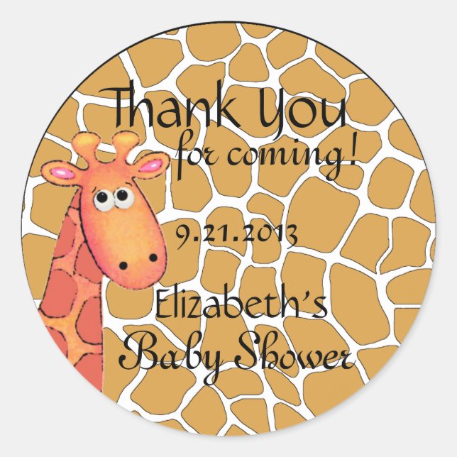 Giraffe Theme-Baby-Dusche Runder Aufkleber (Vorderseite)