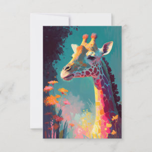 Giraffe Tierportrait Malerei Wildtiere im Freien Dankeskarte