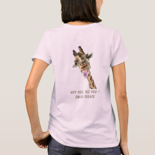 Giraffe Tongue Out and Wink Fun T - Shirt mit Text