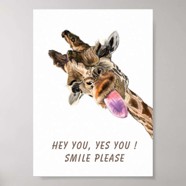 Giraffe Tongue Out Poster - Lächeln (Vorne)