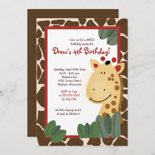 Giraffe Tout âge Anniversaire Invitation