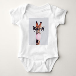 Giraffe Tragend Brillen Blasen Pink Bubble gum Baby Strampler