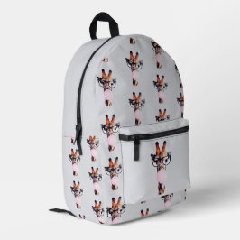 Giraffe Tragend Brillen Blasen Pink Bubble gum Bedruckter Rucksack