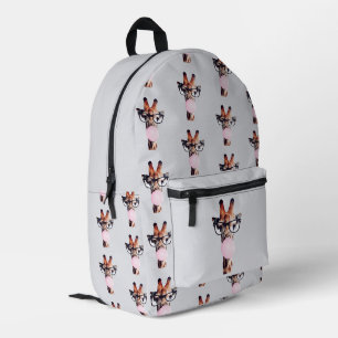 Giraffe Tragend Brillen Blasen Pink Bubble gum Bedruckter Rucksack