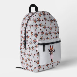 Giraffe Tragend Brillen Blasen Pink Bubble gum Bedruckter Rucksack