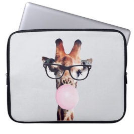 Giraffe Tragend Brillen Blasen Pink Bubble gum Laptopschutzhülle