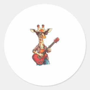Giraffe trägt eine Sonnenbrille und spielt Gitarre Runder Aufkleber