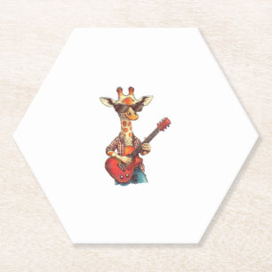 Giraffe trägt eine Sonnenbrille und spielt Gitarre Untersetzer