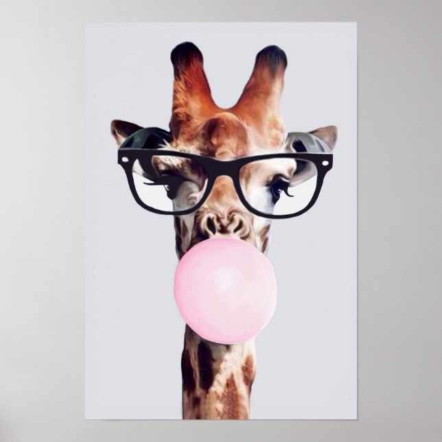 GIRAFFE TRAING GLASSES BLUTEN EIN PINKBUBBLE GUM POSTER (Vorne)