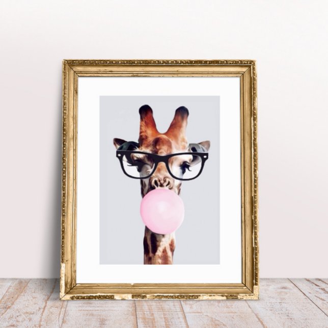 GIRAFFE TRAING GLASSES BLUTEN EIN PINKBUBBLE GUM POSTER (Von Creator hochgeladen)