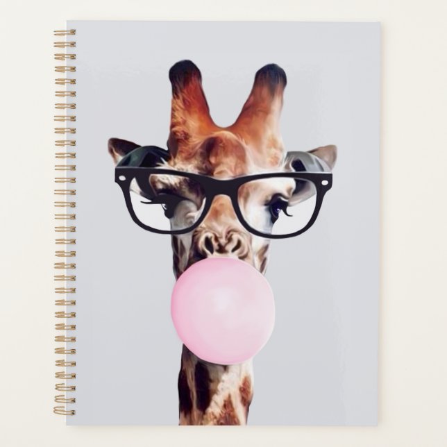 GIRAFFE TRAINGGASEN, DIE EIN PINKBUBBLEGUM BLÖTEN PLANER (Vorderseite)