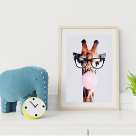 GIRAFFE TRAINGGASEN, DIE EIN PINKBUBBLEGUM BLÖTEN POSTER