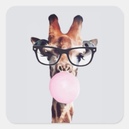 GIRAFFE TRAINGGASEN, DIE EIN PINKBUBBLEGUM BLÖTEN QUADRATISCHER AUFKLEBER
