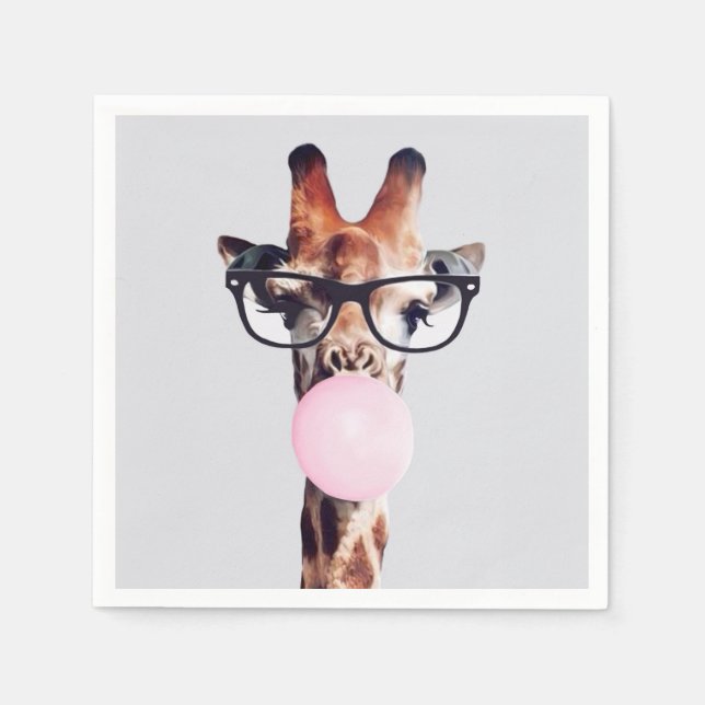 GIRAFFE TRAINGGASEN, DIE EIN PINKBUBBLEGUM BLÖTEN SERVIETTE (Vorderseite)