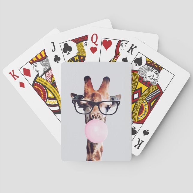 GIRAFFE TRAINGGASEN, DIE EIN PINKBUBBLEGUM BLÖTEN SPIELKARTEN (Rückseite)