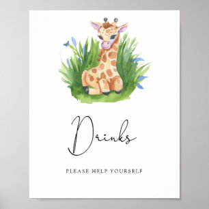 Giraffe - Trinke Dich selbst bedienend Poster