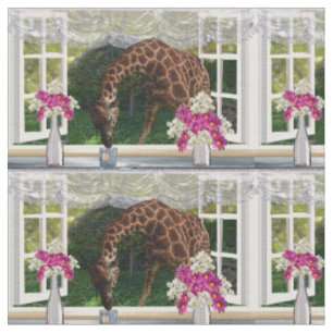 Giraffe trinkt in meinem Fenster, Stoff