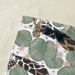 Giraffe tropisches Leaf-Dschungelmuster Strandtuch