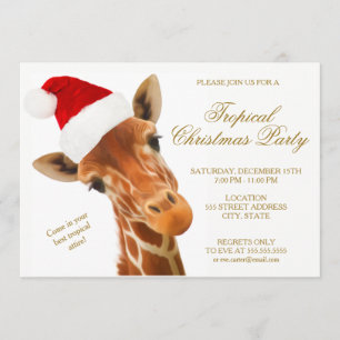 Giraffe Tropisches Weihnachtsfest-Party  Einladung