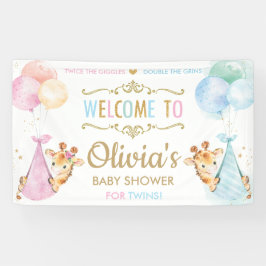 Giraffe Twin Boy Girl Babydusche Begrüßungsgrinsen Banner