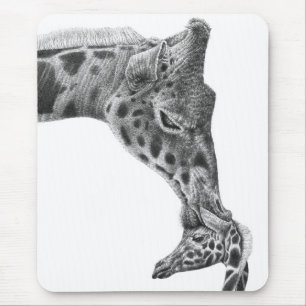 Giraffe u. Kalb Mousepad