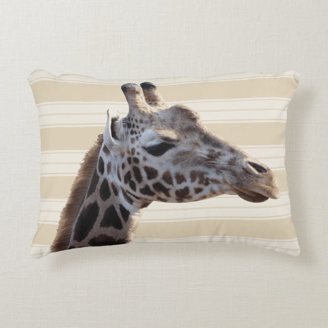 Giraffe u. weiße Streifen Zierkissen (Vorderseite)