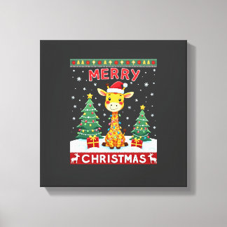 Giraffe Ugly Christmas Sweaters Funny Santa Hat Li Leinwanddruck