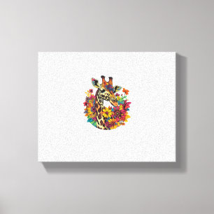 Giraffe umgeben von farbenfrohen Blume _1 Leinwanddruck