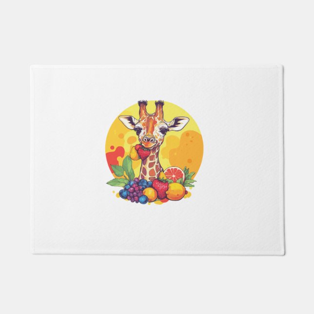 Giraffe, umgeben von Früchten Fußmatte (Vorderseite)
