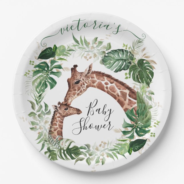 Giraffe und Baby-Jungle-Babydusche Teller (Vorderseite)