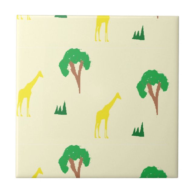 Giraffe und Baum Muster Fliese (Vorderseite)