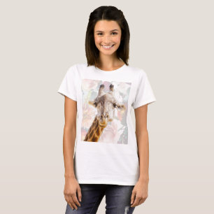 Giraffe und Blumen Modernes lustiges Tier T-Shirt
