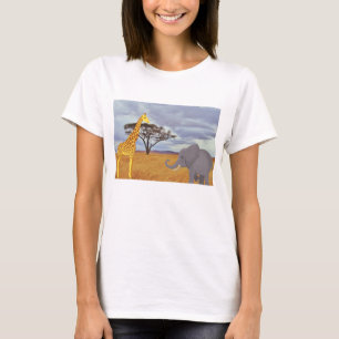 Giraffe und Elefant in der Safari T-Shirt