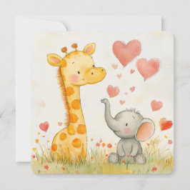 Giraffe und Elephant Valentine Feiertagskarte