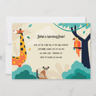 Giraffe und Freunde Einladung zum Geburtstag