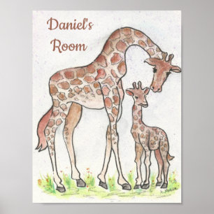 Giraffe und ihr Kalb Poster