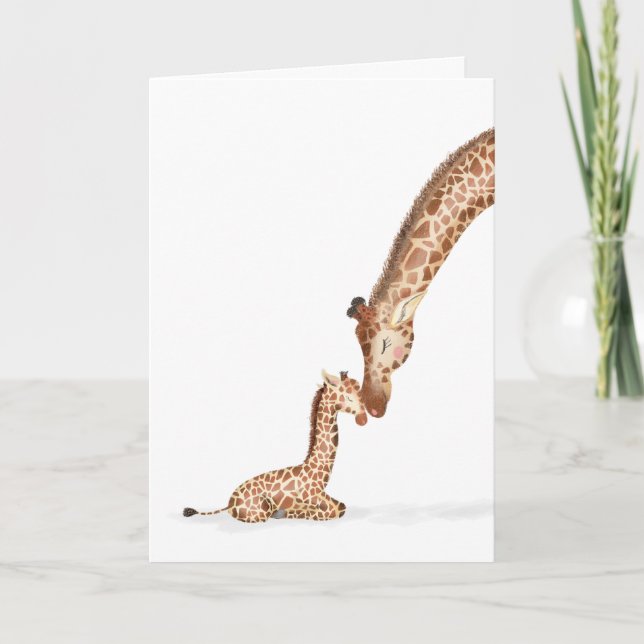 Giraffe und Kalb nah den Muttertag Karte (Vorderseite)