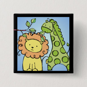 Giraffe und Löwenknopf Button