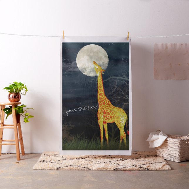 Giraffe und Mond | Baumwollgewebe nach Maß Stoff (Beispiel)