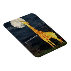 Giraffe und Mond Benutzerdefiniertes Foto Magnet