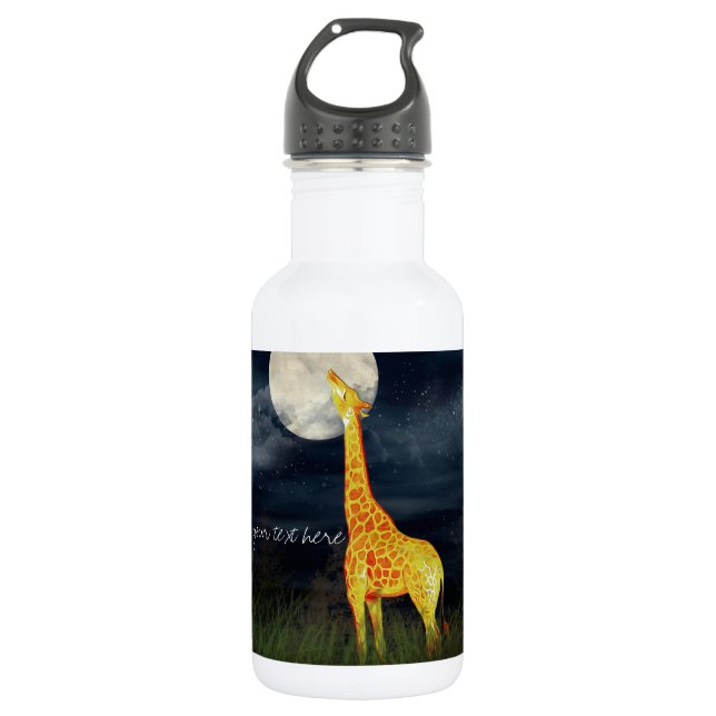 Giraffe und Mond | Wasserflasche (Vorderseite)