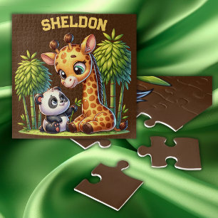 Giraffe und Panda Mit Monogramm Name