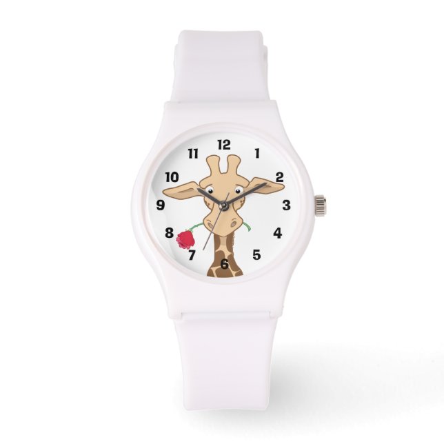 Giraffe und Rose Watch Armbanduhr (Vorderseite)