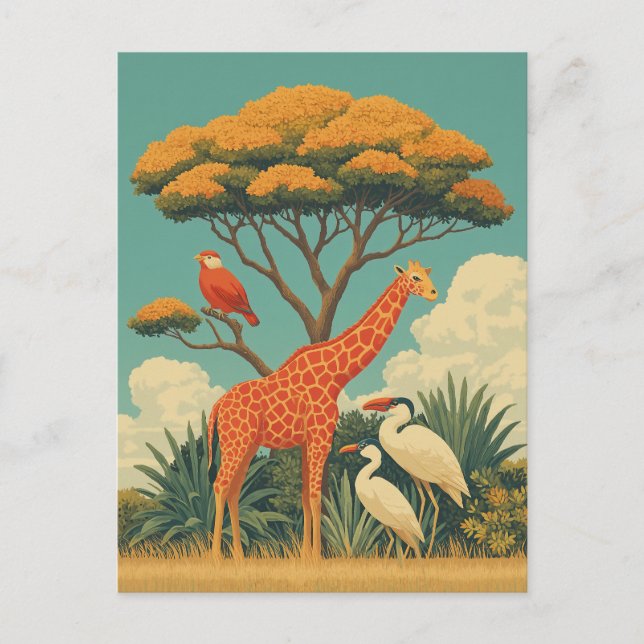 Giraffe und Safari Postkarte (Vorderseite)