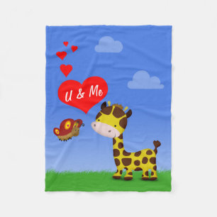 Giraffe und Schmetterling in Liebe Fleecedecke