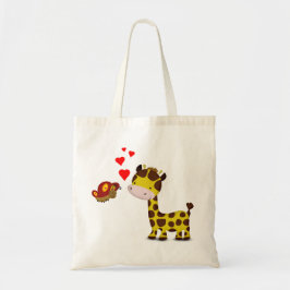 Giraffe und Schmetterling in Liebe Tragetasche