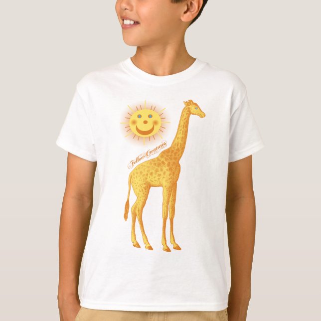 Giraffe und Sonne mit dem Logo für junge Kreaturen T-Shirt (Vorderseite)