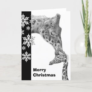 Giraffe und Weihnachtskarte Feiertagskarte