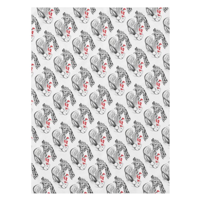 Giraffe und Weihnachtsmann Tischdecke (Vorderseite)